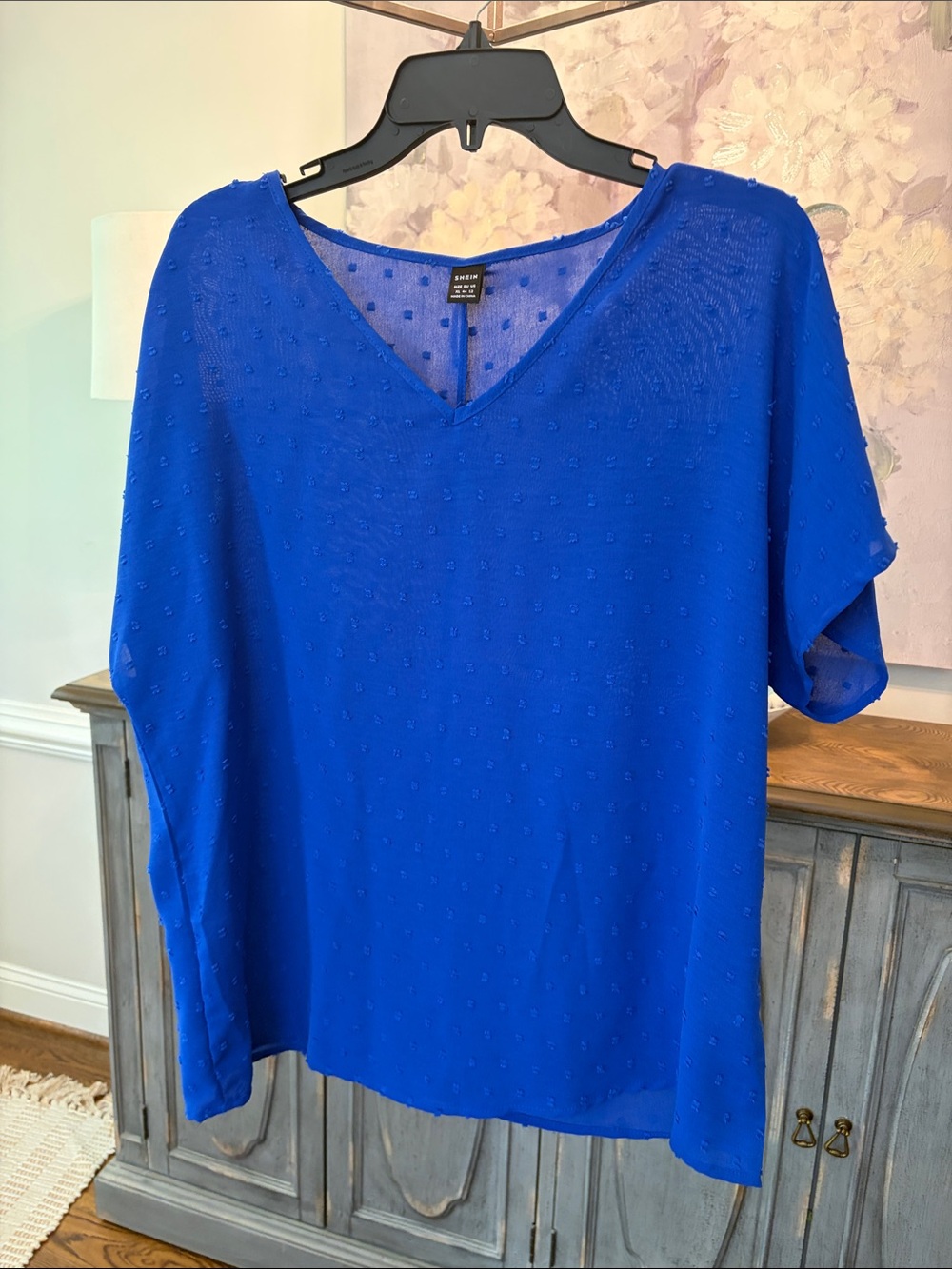 Women’s V-Neck Short Sleeve Blouse - Cobalt Blue